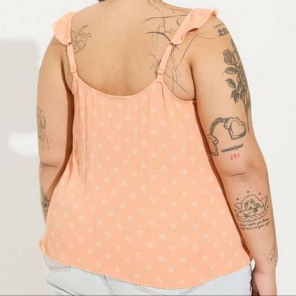 Torrid Plus Size V-Neck Ruffle Strap Tank Top Blouse - Picture 4 of 5